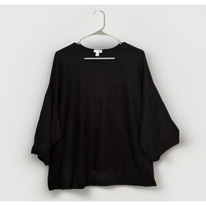 Pure Jill Cashmere Blend Boxy Crop Top Womens Small‎ Black Minimalist Luxe Soft